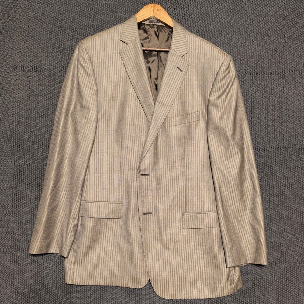 Versace Collection Blazer Mens 56 IT 46 US Brown Pinstripe Wool Silk